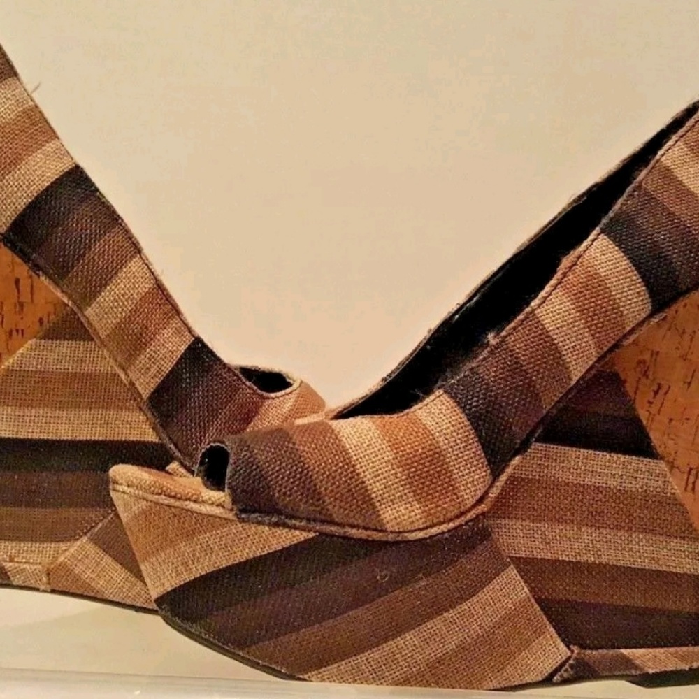 RFH - Platform Wedges Cork & Canvas Open-Toed Shoe